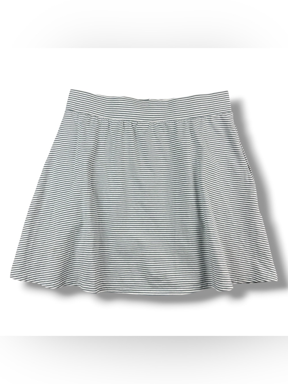 Pact Fit & Flare Skirt Womens Medium Gray White Striped Organic Cotton Pockets